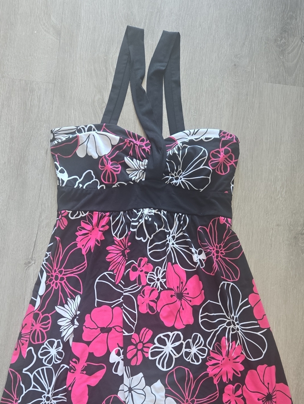 Black Pink White Floral Sundress